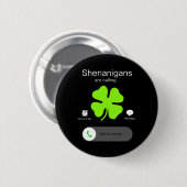St patricks dayシェナニガンスおもしろいアイリッシュクローバー1 缶バッジ (正面&裏面)