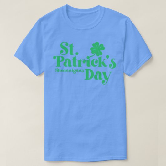 St patricks dayシェナニガンスヴィンテージグリーン文字 tシャツ (デザイン正面)