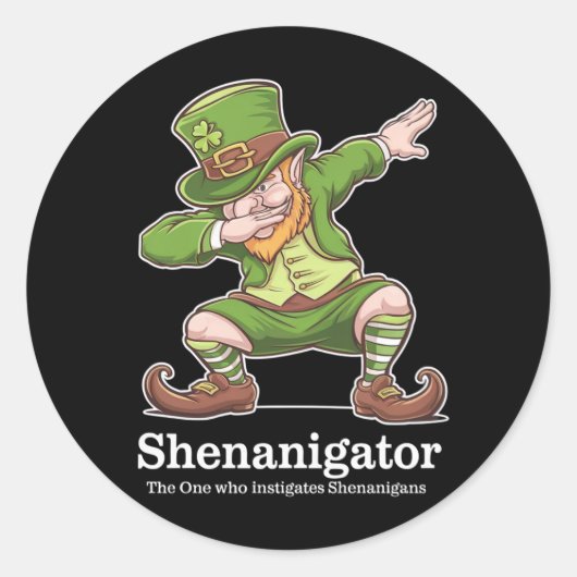 St patricks dayシェナニゲーターDabbing Leprechaun ラウンドシール (正面)