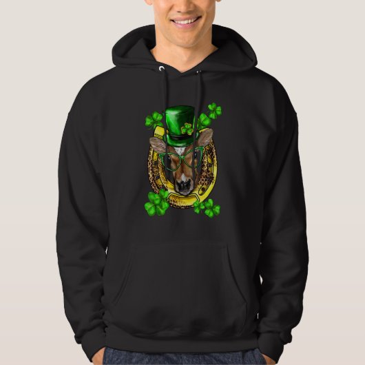 St patricks dayシャムロおもしろいックスラッキーカウハイファーH パーカ (正面)