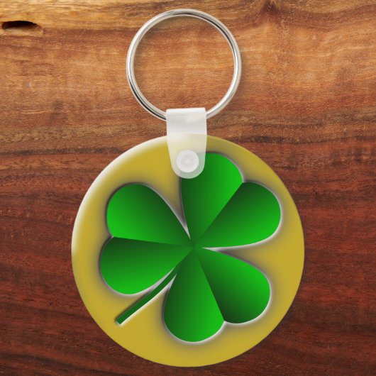 St patricks dayシャムロクラシックックラウンドキーチェーン キーホルダー (正面)