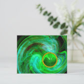 ST PATRICKS DAYシャムロックインブルーグリーンフラクタル シーズンポストカード (スタンド正面)