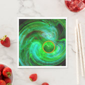 ST PATRICKS DAYシャムロックインブルーグリーンフラクタル スタンダードランチョンナプキン (インサイチュ)