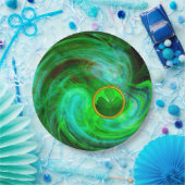 ST PATRICKS DAYシャムロックインブルーグリーンフラクタル ペーパープレート (パーティー)