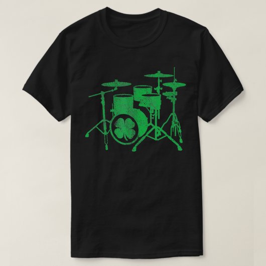 St patricks dayシャムロックドラムアイリッシュグリーンドラマー tシャツ (デザイン正面)