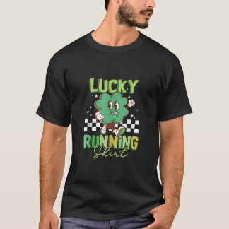St patricks dayシャムロックラッキーランニおもしろいン tシャツ