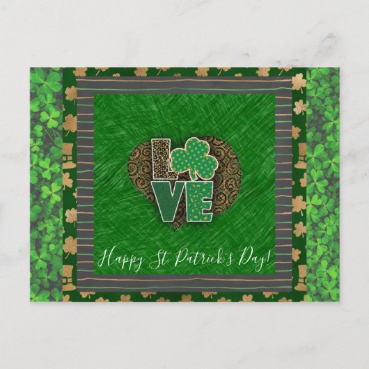 St patricks dayシャムロックラブ ポストカード (正面)