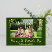 st patricks dayシンプルシャムロック家族写真 箔シーズンカード (立ち正面)