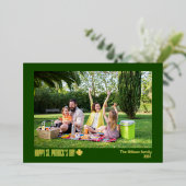 st patricks dayシンプルシャムロック家族写真 箔シーズンカード (立ち正面)