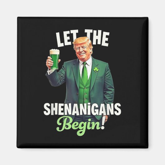 St patricks dayシーナニガンがトランプを始める マグネット (正面)