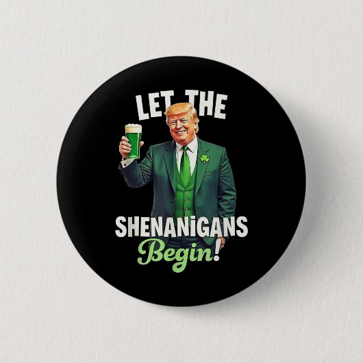 St patricks dayシーナニガンがトランプを始める 缶バッジ (正面)