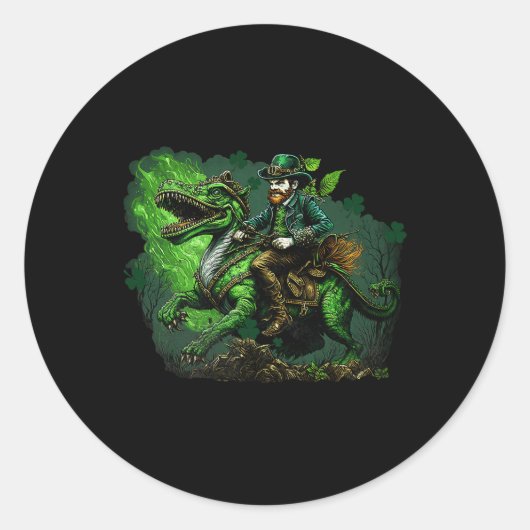 St patricks dayシーナニガンの恐竜を始める ラウンドシール (正面)