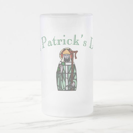 St patricks dayステンドグラス窓デザイン フロストグラスビールジョッキ (中央)