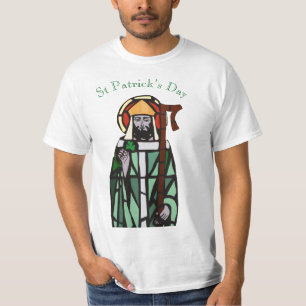 St patricks dayステンドグラス窓デザイン tシャツ