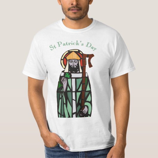 St patricks dayステンドグラス窓デザイン tシャツ (正面)