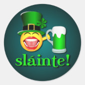st patricks dayスライおもしろいンテ飲みビール絵文字 ラウンドシール (正面)