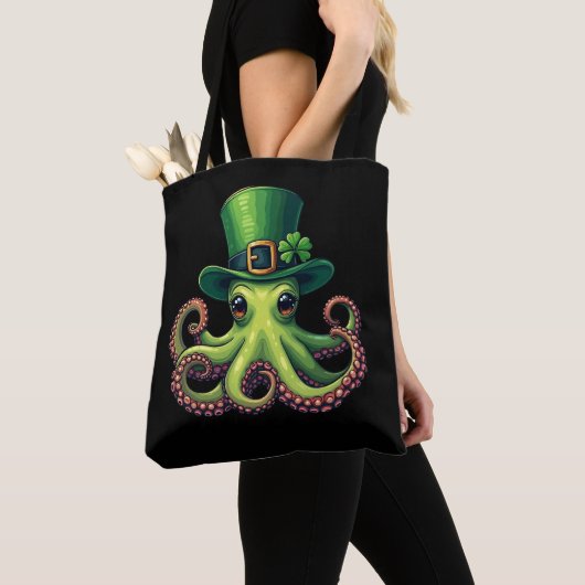St patricks dayタコかわいいサンパティ トートバッグ (クローズアップ)