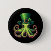 St patricks dayタコかわいいサンパティ 缶バッジ (正面)