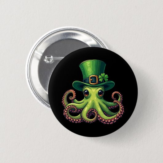 St patricks dayタコかわいいサンパティ 缶バッジ (正面&裏面)