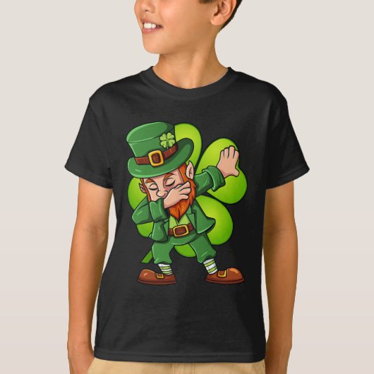 St patricks dayダビングレプレシャンクローバーボーイズギール tシャツ (正面)
