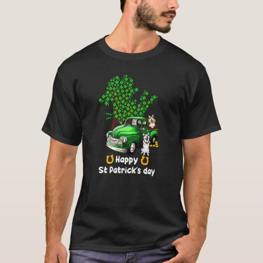 St patricks dayトラックシャムロックポードッグメンズウィメンズK Tシャツ (正面)