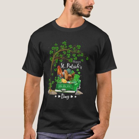 St patricks dayトラックチキンファミリーシャムロッククローブ tシャツ (正面)