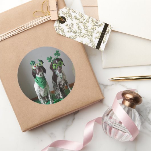 St patricks dayドッグズパーティーラウンド ラウンドシール (ギフト)