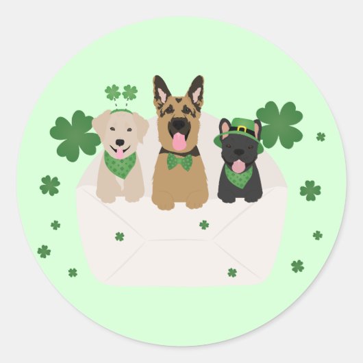 St patricks dayドッグメール ラウンドシール (正面)
