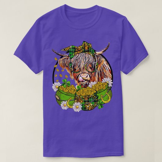 St patricks dayハイランドカウハイラおもしろいンドハイファー tシャツ (デザイン正面)