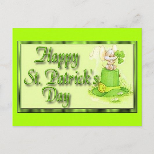 St patricks dayハットクローバー ポストカード (正面)
