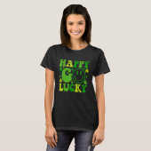 St patricks dayハッピーゴーラッキーシャムロックアイズハッピー tシャツ (正面フル)