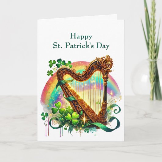 St patricks dayハープイラストレーション シーズンカード (正面)