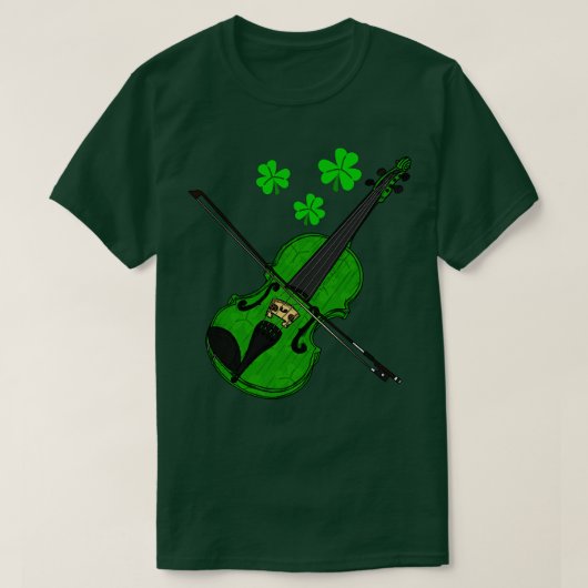 St patricks dayバイオリン奏者ヴァイオリン tシャツ (デザイン正面)