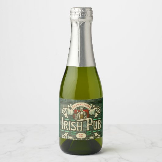 st patricks dayパーソナライズされたアイリッシュパブおもしろい スパークリングワインラベル (正面)