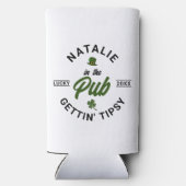 st patricks dayパーソナライズされたグルおもしろいープ飲料 スリム缶クーラー (裏面)
