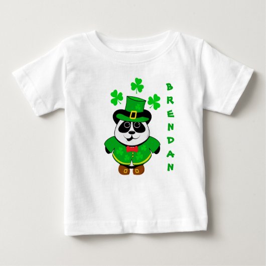St patricks dayパーソナライズされたパンダベア ベビーTシャツ (正面)