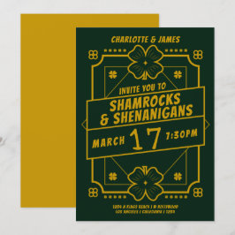 St patricks dayパーティーアイリッシュシャームロックスシェナニガン 招待状