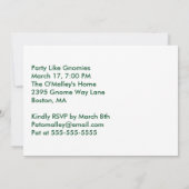 St patricks dayパーティーグノーミー5x7招待状 ノートカード (裏面)