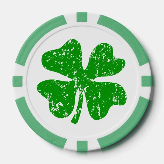 St patricks dayパーティートランプのポーカーチップ |グリーンシャムロック ポーカーチップ (正面)