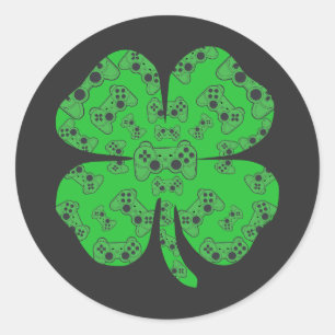 St patricks dayビデオゲームのコントローラーShamrock ラウンドシール