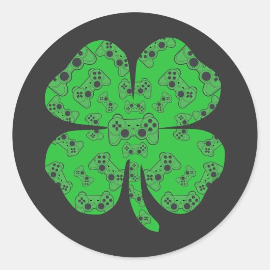 St patricks dayビデオゲームのコントローラーShamrock ラウンドシール (正面)