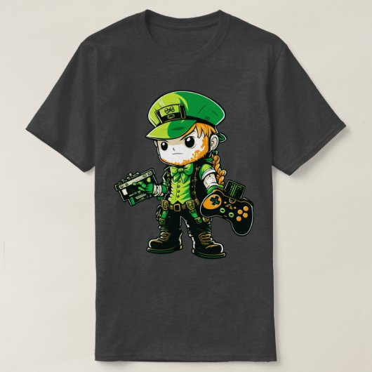 St patricks dayビデオゲームシャツゲーマーLeprechun6 Tシャツ (デザイン正面)