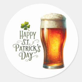 St patricks dayビールグリーンシャームロックイラストレーション ラウンドシール