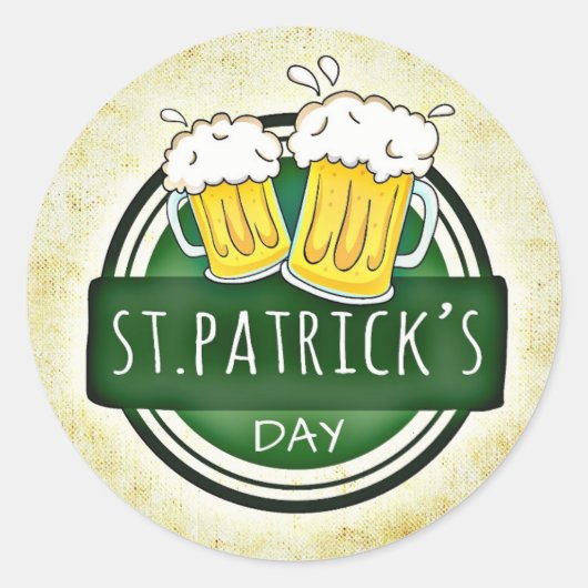 St patricks dayビール応援 ラウンドシール (正面)