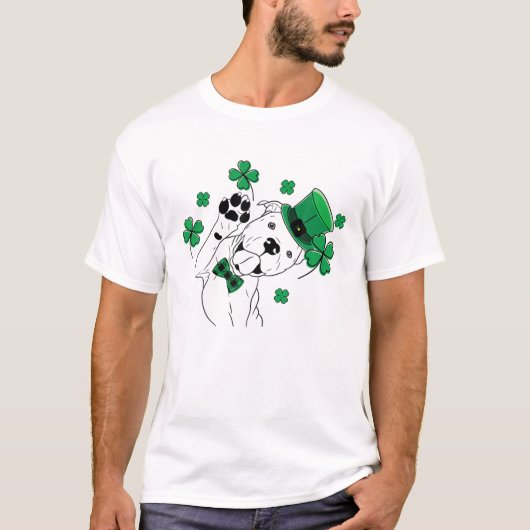 St patricks dayピットブルメンズメンズシャームロックアイルランド tシャツ (正面)