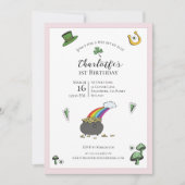 St patricks dayピンクレインボー1歳の誕生日 招待状 (正面)