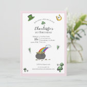 St patricks dayピンクレインボー1歳の誕生日 招待状 (スタンド正面)