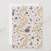 St patricks dayピンクレインボー1歳の誕生日 招待状 (裏面)