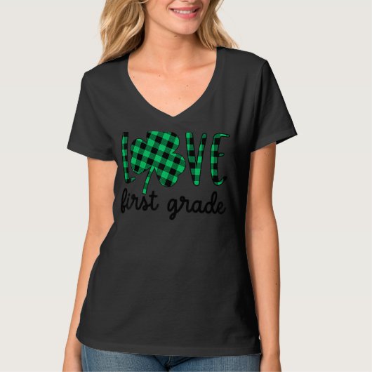 St patricks dayファーストグレードの先生プレイドシャム tシャツ (正面)