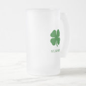 St patricks dayフォーリーフクローバーグリーンアイリッシュ フロストグラスビールジョッキ (正面右)